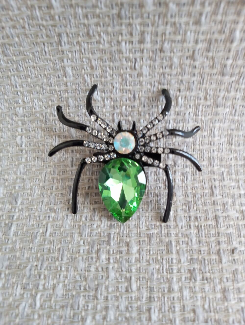 SPARKLING SPIDER BROOCH PIN LIGHT GREEN 1259-1260